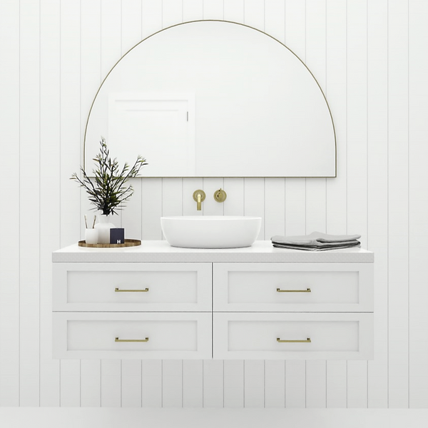 Coastal Arch Dream Mirror 750H x 1200W Brass Frame | Premium Quality Arch Mirrors by Glass & Mirror Co. 