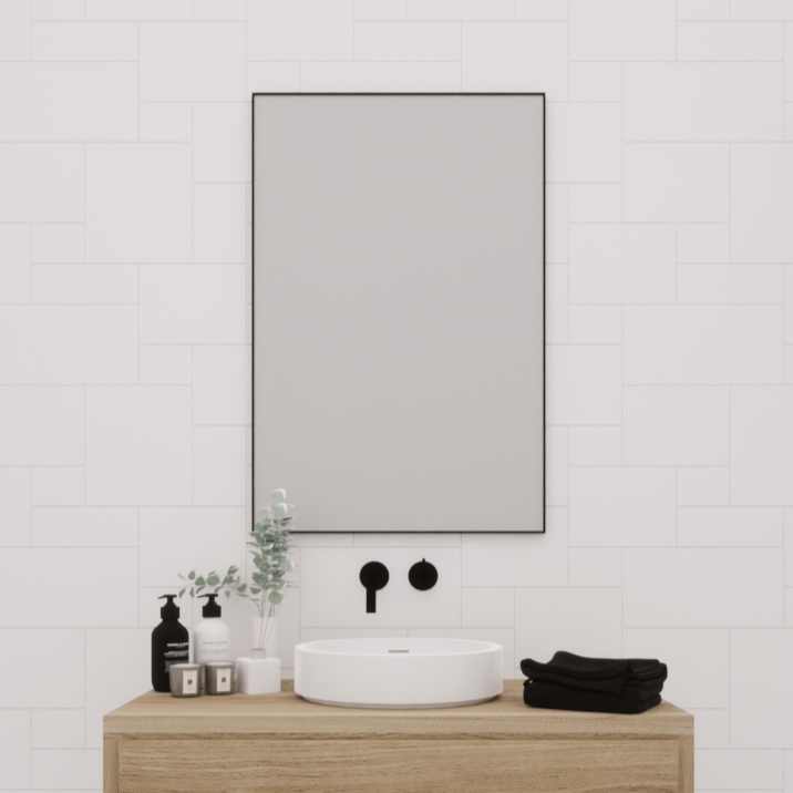 Luna Rectangle Mirror 900H x 600W with black frame | Glass & Mirror Co. Australia