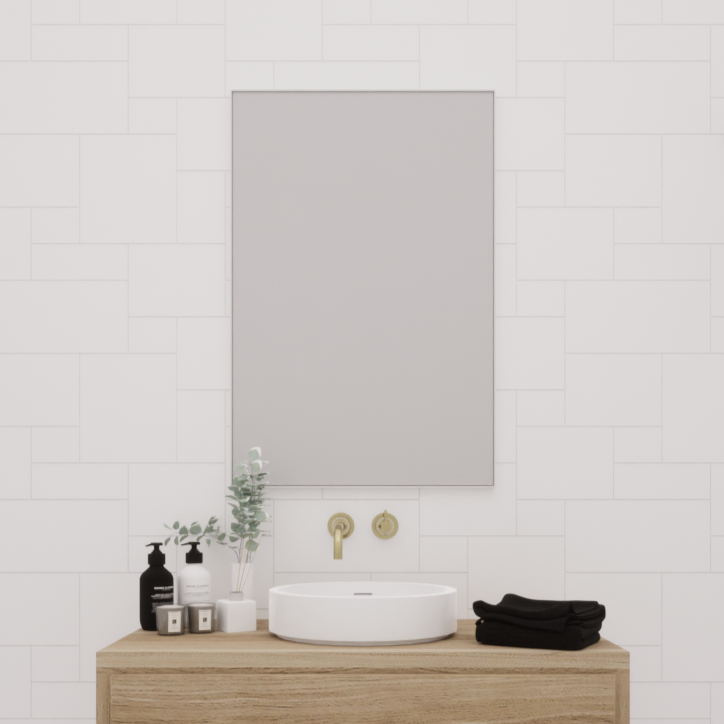 Luna Rectangle Mirror 900H x 600W with white frame | Glass & Mirror Co. Australia