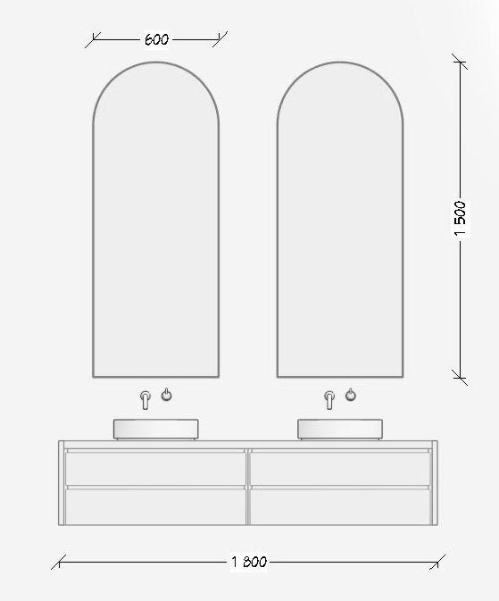 1500H x 600W Arch Mirror | Glass & Mirror Co.