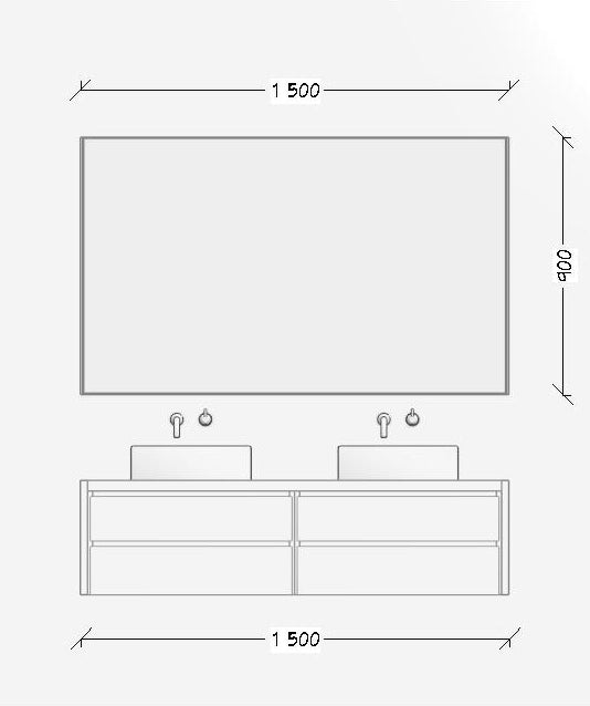 Luna Rectangle Mirror - 900H x 1500W