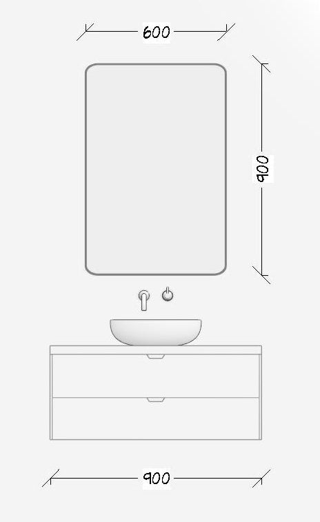 Winnie Rounded Rectangular Mirror 900H x 600W  Glass & Mirror Co.